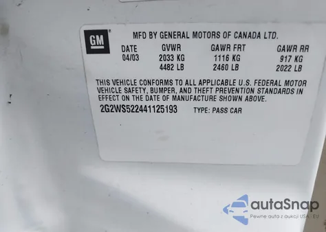 2004 Pontiac Grand Prix Gt2 из США, поврежденный, VIN 2G2WS522441125193